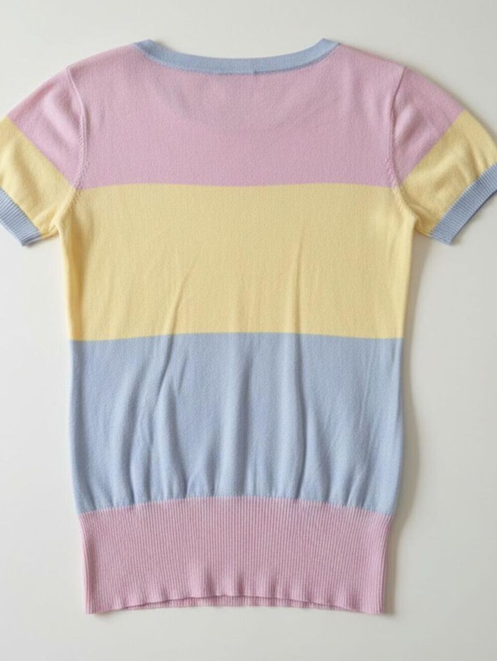 Colorblock Short Sleeve Knit Sweater Top XL Bright and Beautiful